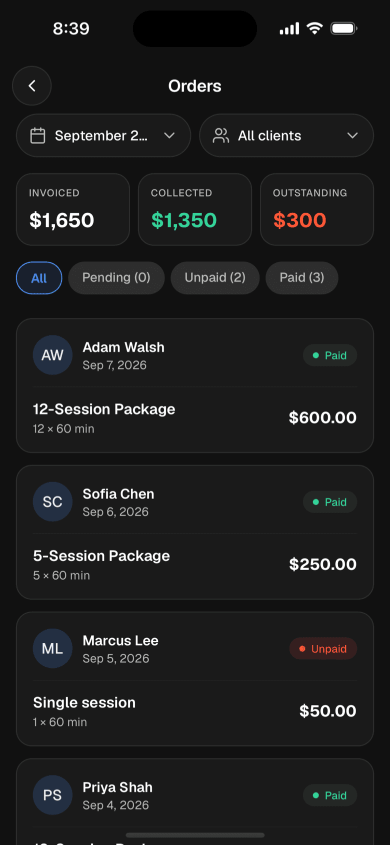 Get paid and track every order