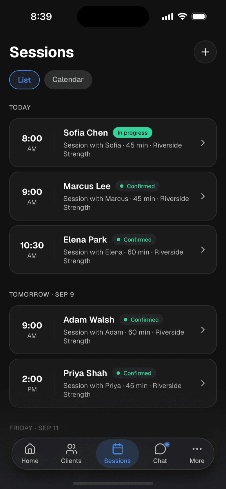 Book and manage sessions in seconds